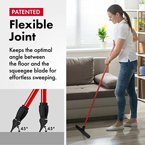 Heavy-Duty Floor Squeegee - Large 18" Wide Blade & 55" Long Handle Professional Grade Concrete, Garage & Commercial Rubber Squeegee Broom Floor Cleaner - Wood, Tile, Shower, Glass, Deck, Window - size: 18 Inch Blade - 4 Piece Handle