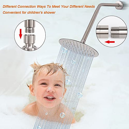 Shower Head Extension Arm, Shower Extender Water Outlet- Lowers Existing, Shower Pipe Extension for Bathroom, Made of Solid Metal Stainless Steel(10 Inch, Brushed Nickel) - color: Brushed Nickel, style: 10 Inch
