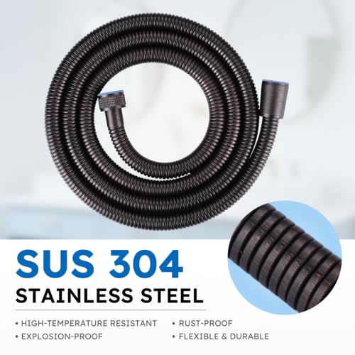 79" Shower Hose, Stainless Steel Shower Hose Extension, Oil Rubbed Bronze | Stainless Steel Material, Stretchable Design, Tangle-Free Design, Double Buckle Design, Handheld Shower Hose for Bathroom - color: Oil Rubbed Bronze, size: 79inch