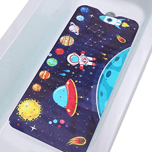Bathtub Mat Kids Baby Non Slip Shower Mat 40X16 Inch Extra Long Toddler Anti Slip Bath Mats for tub Mat with Suction Cups and Drain Holes,Sky - color: Multicolor