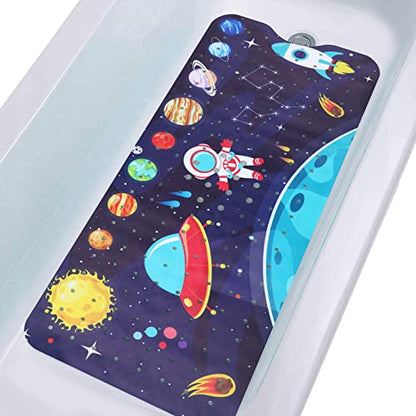 Bathtub Mat Kids Baby Non Slip Shower Mat 40X16 Inch Extra Long Toddler Anti Slip Bath Mats for tub Mat with Suction Cups and Drain Holes,Sky - color: Multicolor