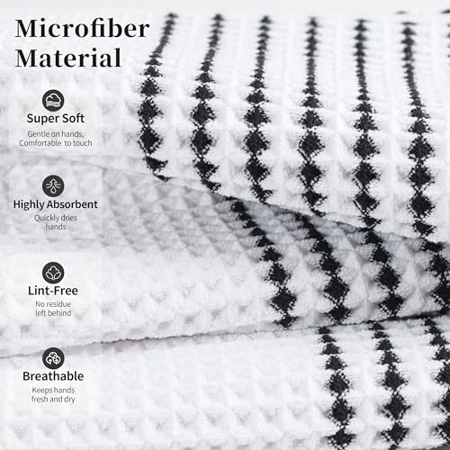 MICROFI New Microfiber Waffle Bath Towels, 2 Pieces, Soft, Absorbent, Fast Drying, Lint Free 430 GSM (30''x60''/76cm x 152cm) - color: White Striped