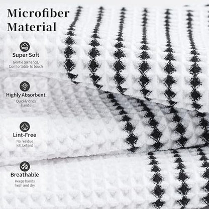 MICROFI New Microfiber Waffle Bath Towels, 2 Pieces, Soft, Absorbent, Fast Drying, Lint Free 430 GSM (30''x60''/76cm x 152cm) - color: White Striped