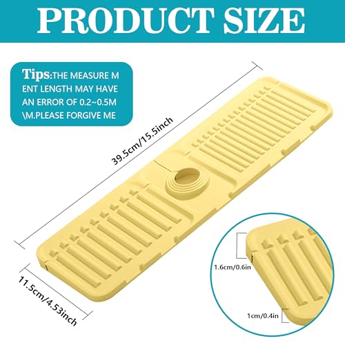 Faucet Mat for Kitchen Sink, Silicone Faucet Handle Drip Catcher Tray Mat, Silicone Kitchen Sink Splash Guard, Ideal Protective Tray for Stone Sinks in Kitchen & Bathroom - color: Yellow
