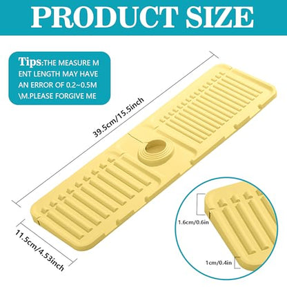 Faucet Mat for Kitchen Sink, Silicone Faucet Handle Drip Catcher Tray Mat, Silicone Kitchen Sink Splash Guard, Ideal Protective Tray for Stone Sinks in Kitchen & Bathroom - color: Yellow