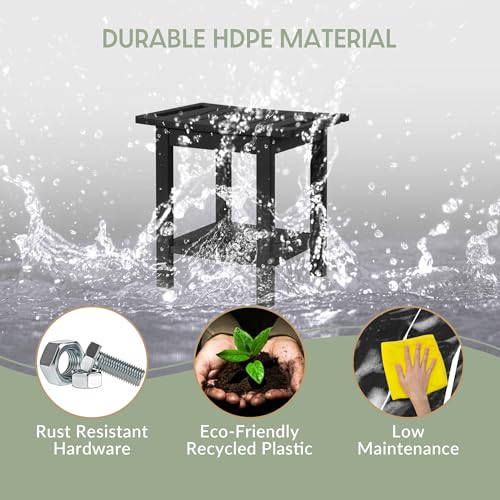 Sage HDPE Poly Plastic Waterproof Bathroom Shower Bench, Black - color: Black