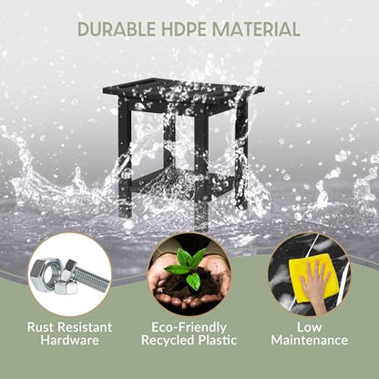 Sage HDPE Poly Plastic Waterproof Bathroom Shower Bench, Black - color: Black