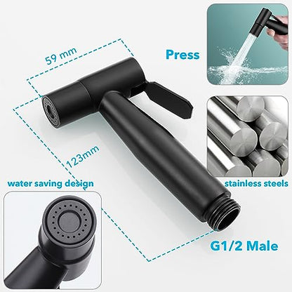Handheld Bidet Sprayer Attachment G1/2 Toilet Bidet with 9.8ft Hose - color: Black