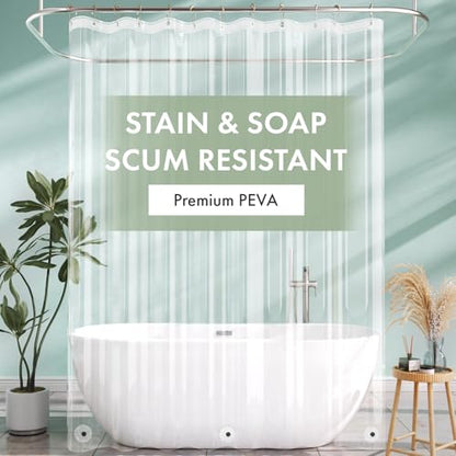 AmazerBath Extra Long Shower Curtain Liner 72x108, Clear Shower Curtain Liner Tall, Waterproof Plastic Shower Liner, Washable PEVA Shower Curtain with 3 Magnets and 12 Rustproof Metal Grommets - color: Clear, size: 72"W x 108"L (Pack of 1)