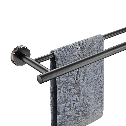 JQK Double Towel Bar Oil Rubbed Bronze, 20.5 Inch 304 Stainless Steel Thicken 0.8mm Towel Rack Bathroom, Towel Holder ORB Wall Mount, Useable Length 18 Inch, TB100L18-ORB - color: Oil Rubbed Bronze, size: 20.5 Inch