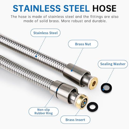 G-Promise All Metal Shower Head Holder with 71 Inch Hose(Brushed Nickel) | All Metal Construction, Adjustable Bracket, Flexible Tangle-free Hose, Standard Connection Thread, Easy Install - color: Brushed Nickel