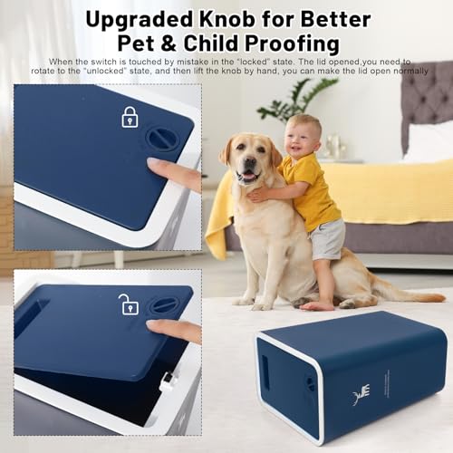 XPIY Trash Can with Lid, 2 Pack 4 Gallons/15 Liters Garbage Can with Press Top, Small Trash Can Dog Proof, Plastic Trash Bin, Waste Basket for Bathroom|Kitchen|Bedroom|Office (2, Blue) - color: Blue