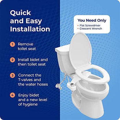 Squatty Potty Refresh-it Dual Stream Fresh Water Toilet Bidet Non Electric | Seat Attachment - Non Electric - with Adjustable water Pressure and Front and back washing Adjustments