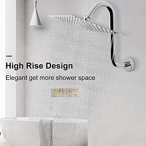NearMoon S Shaped Shower Head Riser Arm, Shower Extender Arm with Flange, Standard 1/2" Connection- Bathroom Accessory (10 Inch, Chrome) - color: Chrome, style: 10 Inch