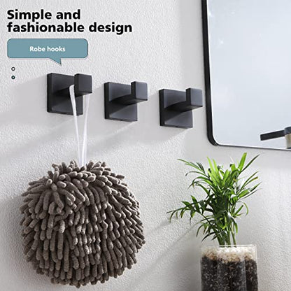 KOKOSIRI Bath Towel Hook Wall Mounted Square Robe Hook Coat Hook Bathroom Kitchen Garage Heavy Duty SUS 304 Stainless Steel 3 Pack Matte Black B1010BK-P3 - color: Matte Black, size: 3 Pack