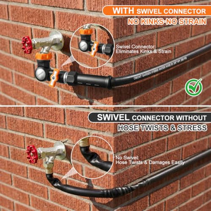 Omont Swivels 180° To 360° Garden Hose Connector Faucet Extender Metal Adjustable Water Hose Adapter Universal Water Hose Connector Fittings