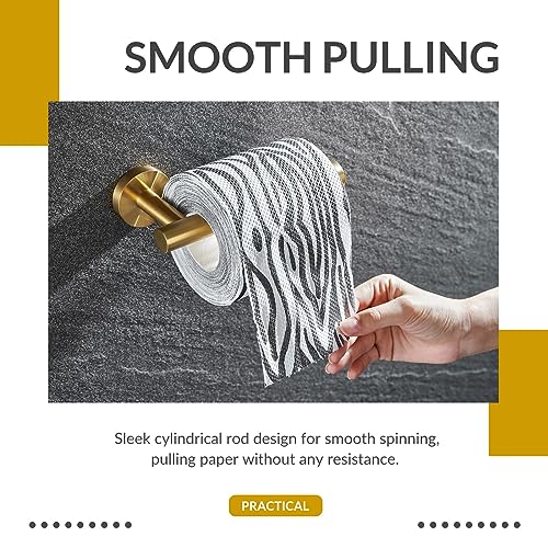 Toilet Paper Holder, Brushed Dark Gold, 304 Stainless Steel | Right-Side Open Design, One-Hand Roll Changes, Raised End Cap, Regular, Large & Mega Roll Fit, Guest Bathroom & Washroom Use - color: Brushed Dark Gold