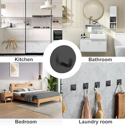 5 Pcs Adhesive Hooks Waterproof in Shower Hooks for Hanging Loofah, Towels, Clothes, Robes for Bathroom(Black Circular) - color: Black Circular