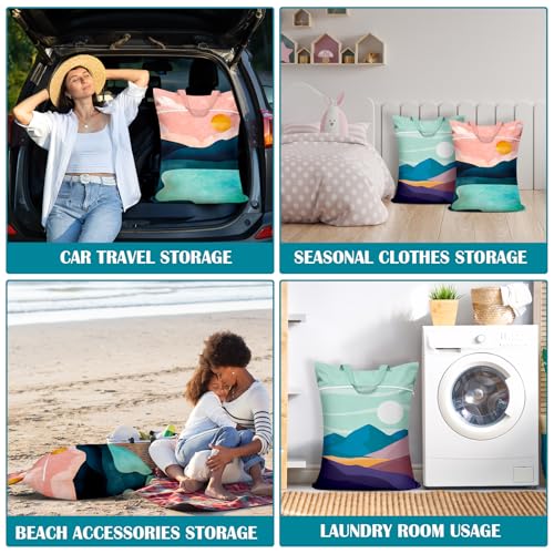 2 Pcs Large Travel Laundry Bags - Waterproof with Handle, Washable Dirty Clothes Bags for Travel, Wet & Dry Use, Bathing Suit & Gym Clothes Laundry, Swimming Pool & College Dorm - color: Landscape
