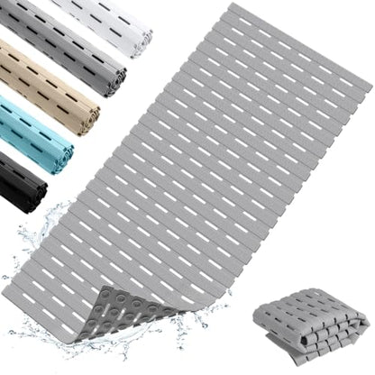 OTHWAY Non Slip Shower Mat, 36.6" x 16.9" Soft Bath Mat for Tub Non Slip, Anti Slip Shower Mat with Suction Cups, Easy to Cut Shower Floor Mat, Machine Washable Bathtub Mat, Light Grey - color: Grey