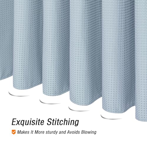 Long Fog Blue Fabric Shower Curtain, 72 x 78 | Tall Cloth-Textured Shower Curtain for Bathroom, Water Repellent, Machine Washable - color: Fog Blue, size: 72"W x 78"L (Pack of 1)