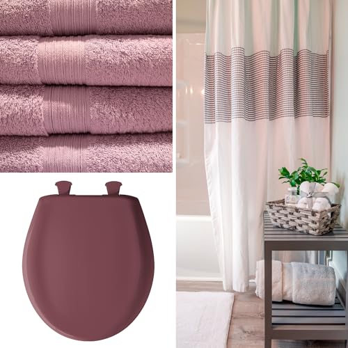 Bemis Classic Colors Slow Close Toilet Seat, Easy Clean Hinges and Durable Plastic Seat, Made in USA, Round, Raspberry - color: Raspberry, size: Round