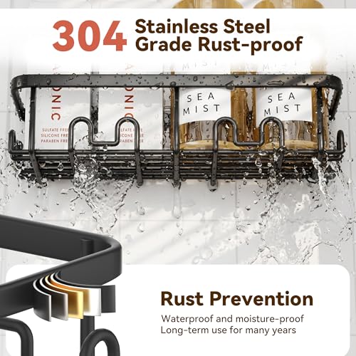 Shower Caddy Adhesive, Rustproof Shower Organizer, Wall Shower Rack | Large Capacity Shower Shelf for Inside Shower, No Drill Shower Storage, Shampoo Shower Holder, Black, 2 Caddies - color: Black