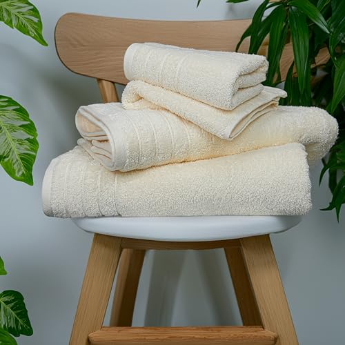 Tens Towels 8 Piece Towel Set, 2 XL Bath, 2 Hand, 4 Washcloth, Cream | 100% Cotton, Lighter Weight, Quicker to Dry, Super Absorbent, Perfect for Bathroom - color: Cream