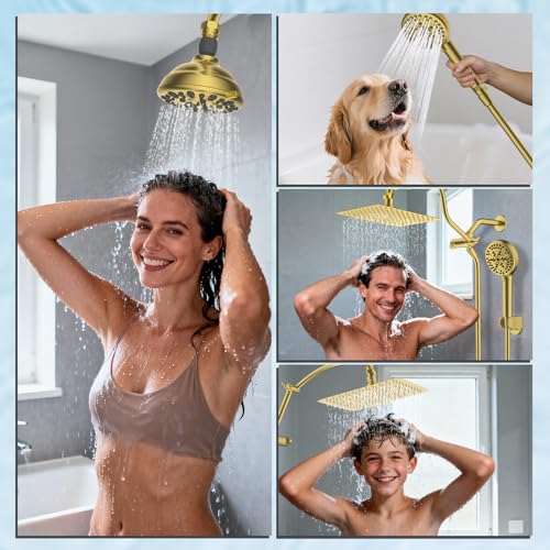 Hibbent All Metal 1 Pack Shower Head Flow Control Valve, G1/2 Brass Shut-off Valve with Metal Handle Lever, Shut OFF Water Flow Control Regulator for Handheld Shower, or Bidet Sprayer, Brushed Gold - color: Brushed Gold