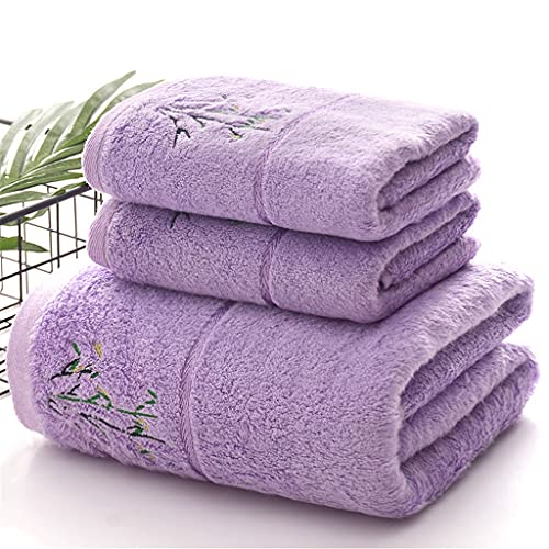 Embroidered Face Bath Towel Simple Strong Water Absorption Print for Home Bathroom Soft (Color : C, Size : 3pcs Set) (C 70x140cm) - color: C, size: 70x140cm