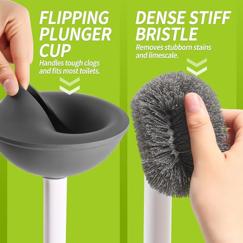 IVYROLL Toilet Brush and Plunger Set Hidden | S-Shaped Toilet Brush Plunger Combo, Perfect for Homes, Apartments & Bathrooms