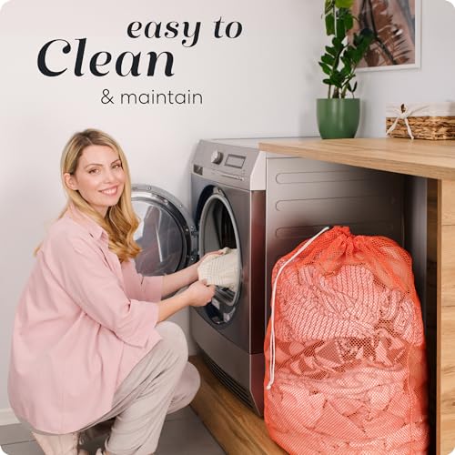 Handy Laundry Mesh XL Laundry Bag - Durable, Machine Washable with Secure Drawstring Closure - Perfect for College Dorms, Laundromats, Apartments (Orange, Large 24" x 36") | XL 24x36 Mesh Laundry Bag, Secure Drawstring, Heavy Duty, Machine Washable, for D