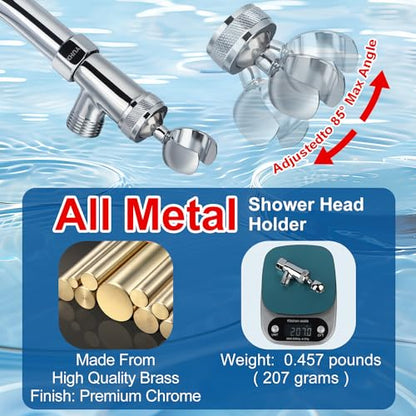 All Metal Shower Head Holder - Adjustable Showerhead Holder for Handheld | Solid Brass Shower arm Bracket, Hand held Shower Arm Mount, Premium Chrome - style: B-Style Chrome