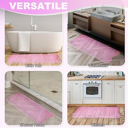 Bathtub and Shower Mats, 40x16 Inch Extra Large Non Slip Soft Bath Tub Mat with Suction Cups and Drain Holes for Bathroom Floor and Keep Tubs Clean, Machine Washable, Clear Pink - color: Clear Pink
