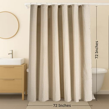 LANE LINEN Luxury Shower Curtain - 72 x 72 inches - Heavyweight Waffle Weave Fabric - Stable Hanging Design, Water Repellent & Quick Dry - Machine Washable & Header with Metal Grommets - Beige - color: 01: Waffle - Beige, size: 72"W x 72"L (Pack of 1)