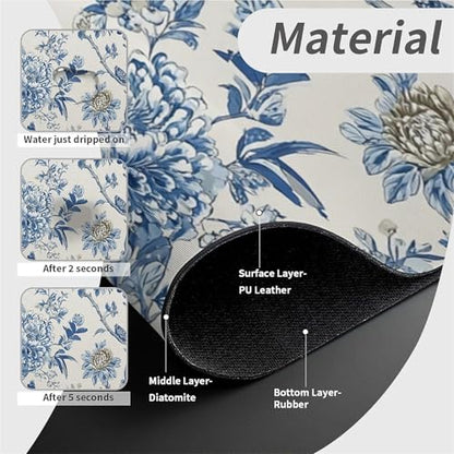 Kitchen Sink Splash Guard，Blue flowers and birds-1 Faucet Mat Sink Gadgets-Super Absorbent Fast Drying Mat Drip Catcher for Kitchen, Bathroom,Sink Mat, Dish Drying Mat, Bathroom(15" X 5.5" ) - color: Blue flowers and birds-1