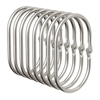 Bathway Shower Curtain Rings, Shower Curtain Hooks 12 Pcs Anti-Drop Shower Rings for Curtain, Metal Shower Curtain Rings Rust Proof, Brushed Nickel Shower Hooks for Shower Curtain Rod Bathroom - color: Nickel, style: Modern Oval