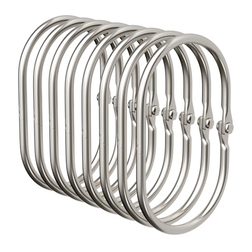 Bathway Shower Curtain Rings, Shower Curtain Hooks 12 Pcs Anti-Drop Shower Rings for Curtain, Metal Shower Curtain Rings Rust Proof, Brushed Nickel Shower Hooks for Shower Curtain Rod Bathroom - color: Nickel, style: Modern Oval