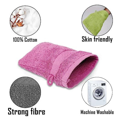 ZUPERIA Premium Bath Mitts - Pack of 12 (6 x 9 Inches) - 100% Cotton European Style Washcloths with Loop - Super Soft and Absorbant Bath Washcloths (Multicolor) - color: Multicolor