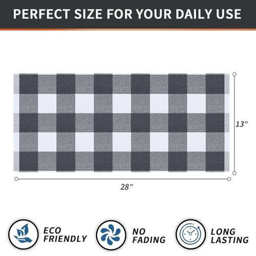 Homaxy Cotton Plaid 4 Pack Kitchen Towels, 13" x 28", White & Dark Grey | Waffle Weave, Plaid, Super Soft and Absorbent Dish Towels, Quick Drying, Multi-Purpose - color: White & Dark Grey, size: 13 x 28 - 4 Pack