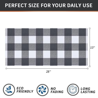 Homaxy Cotton Plaid 4 Pack Kitchen Towels, 13" x 28", White & Dark Grey | Waffle Weave, Plaid, Super Soft and Absorbent Dish Towels, Quick Drying, Multi-Purpose - color: White & Dark Grey, size: 13 x 28 - 4 Pack