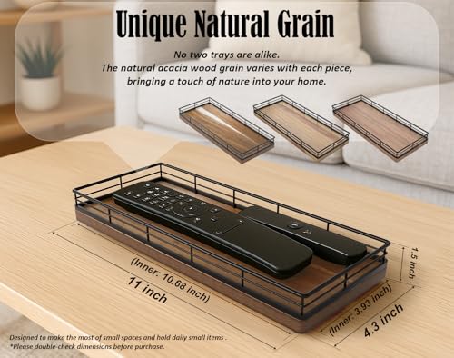 Acacia Wood Bathroom Vanity Tray, 11" L Small Countertop Tray for Dresser, Table, Kitchen Counter, Coffee Bar - color: Acacia, size: 11" x 4.3" x 1.5"