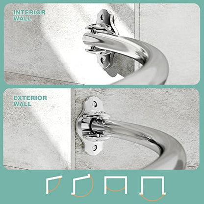 Mcrbeay Curved Shower Curtain Rod, Stainless Steel, Adjustable 40-72 inch | Heavy Duty, Extra Wide Round Shower Rod for Bathroom, Shower Stall, Bathtub, Rustproof, Silver - color: Silver, size: 40-72 Inches