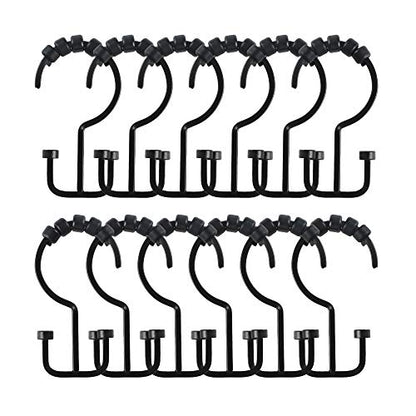 HK1BK Deco Flat Double Roller Shower Curtain Hooks; Black - color: Black