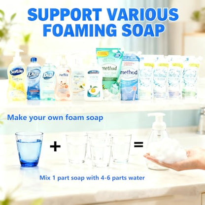 2-Pack Foaming Soap Dispenser Pump Bottles,Foam Hand Soap Dispenser with Refillable Plastic Container for Shampoo for Bathroom & Kitchen-Clear,8 oz(250ml)