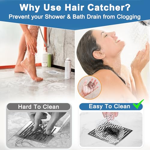 25 Pack, Disposable Shower Drain Hair Catcher Mesh Stickers, Disposable Hair Drain Catcher.(White,4.1inch), Hc2-4.1inRound-25