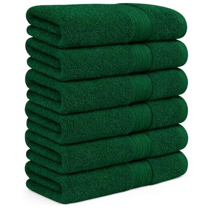 100% Cotton Hand Towels 18x28 Inches, 600 GSM, Soft & Absorbent, Set of 6, Green - color: Green, size: Hand Towel Set of 6
