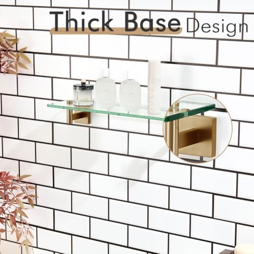 KOKOSIRI Wall Shelves Bathroom Hardware Glass Floating Shelf 20-Inch for Bedroom, Living Room, Kitchen, Hanging Rack Champagne Bronze B1105CPG-L20 - color: Champagne Bronze, size: 20-Inch
