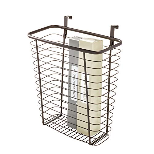 iDesign Steel Over-The-Cabinet Waste Basket or Storage Bin, The Axis Collection, 7.1" x 12.2" x 14.2", Bronze - color: Bronze