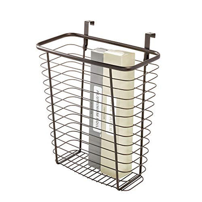 iDesign Steel Over-The-Cabinet Waste Basket or Storage Bin, The Axis Collection, 7.1" x 12.2" x 14.2", Bronze - color: Bronze